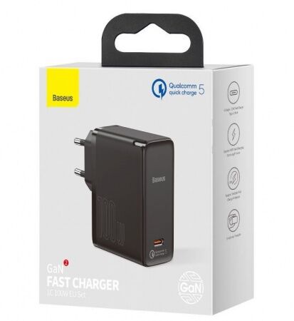 Зарядное устройство BASEUS GaN2 Fast Charger USB-C  Кабель Type-C-Type-C, 3A, 100W, черный - 5
