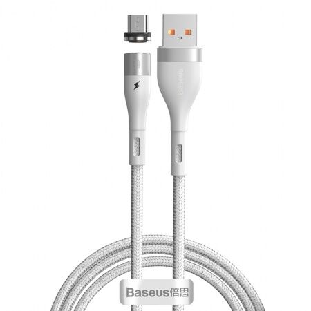 Кабель USB BASEUS Zinc Magnetic Safe, USB - MicroUSB, 2.1А, 1 м, белый, на магните - 5