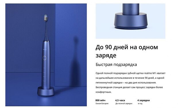Электрическая зубная щетка Realme Sonic Toothbrush M1 (Blue) - 4
