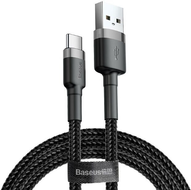 Кабель Baseus Cafule Cable USB For Type-C 2A 2M CATKLF-C91 (Grey/Серый) - 1