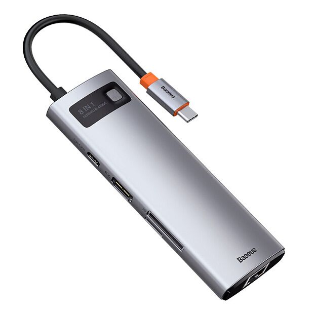 Переходник BASEUS Metal Gleam Series 8-in-1, Разветвитель, Type-C - USB3.0  USB2.0  HDMI  PD  4K - 7